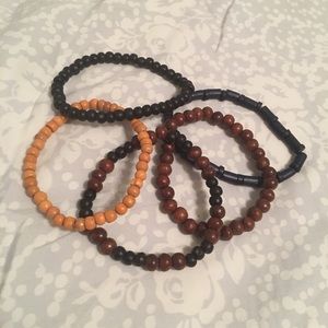 5 wooden bracelets